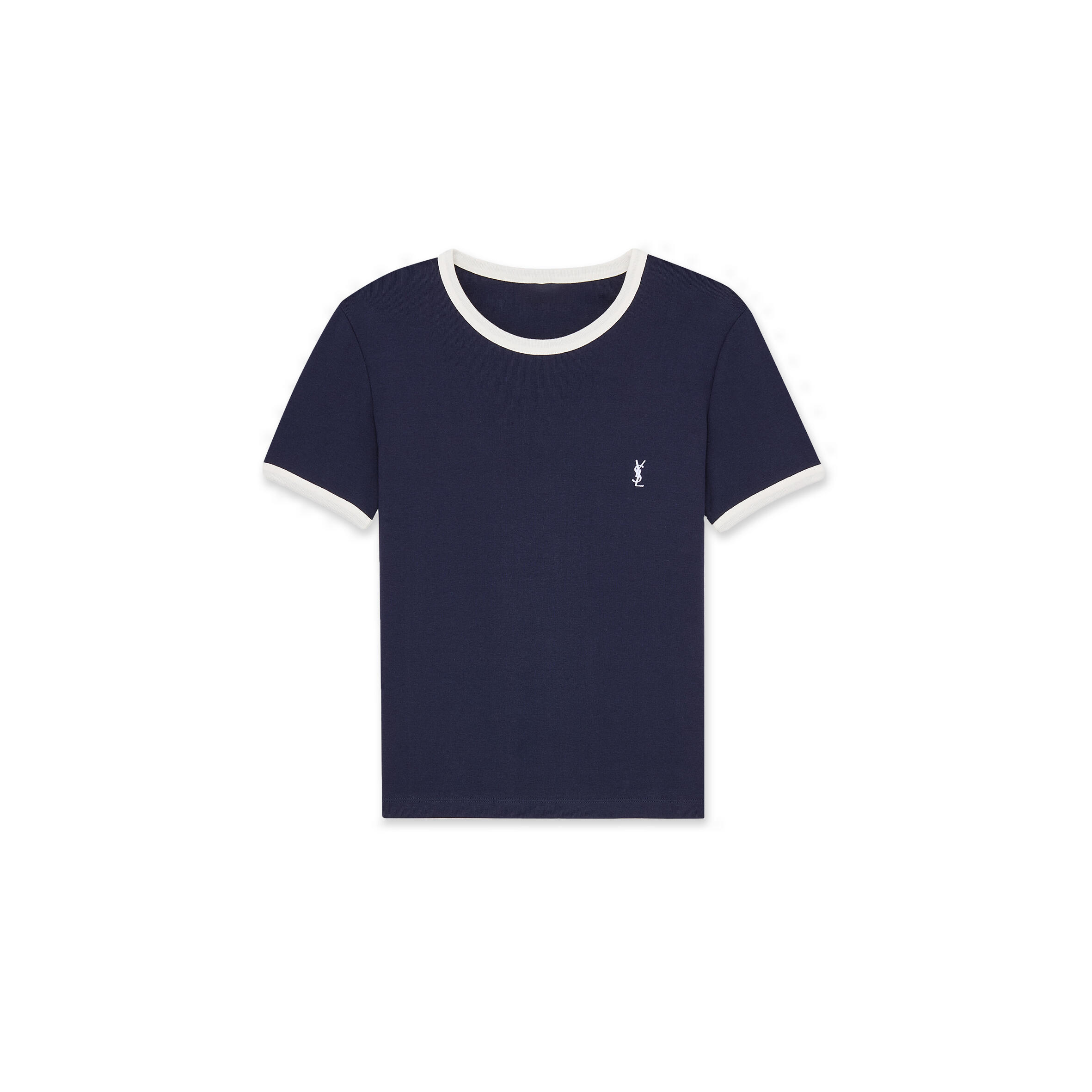 YSL CASSANDRE T-SHIRT IN RIBBED COTTON JERSEY 873313Y38CC4490